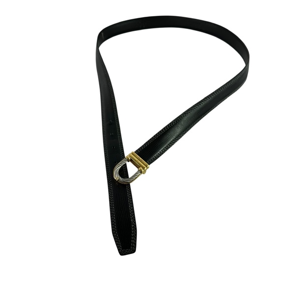 Vintage PHILIPPE CHARRIOL Rope Black Genuine Leather Lizard Pattern Belt Size 42 - Picture 9 of 12